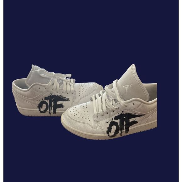 Custom Air Jordan 1 Low Lil Durk OTF Only The Family White Black Men\'s Size 9 main image 8